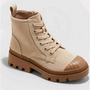 🆕 Target Universal Thread Teagan Lace-Up Tan & Brown Zip Up Combat Boots